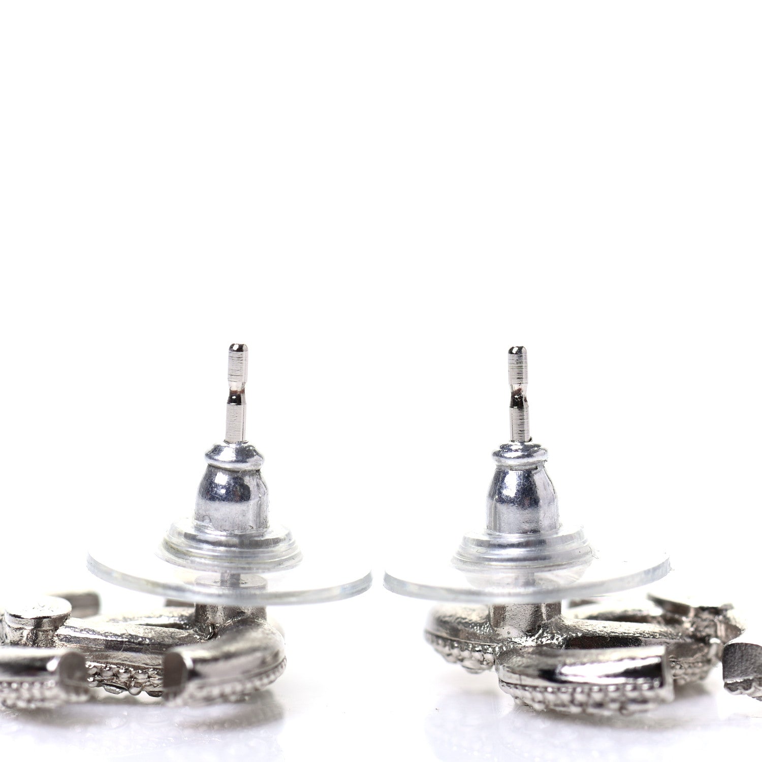 Chanel Crystal CC Earrings Silver 3 of 5