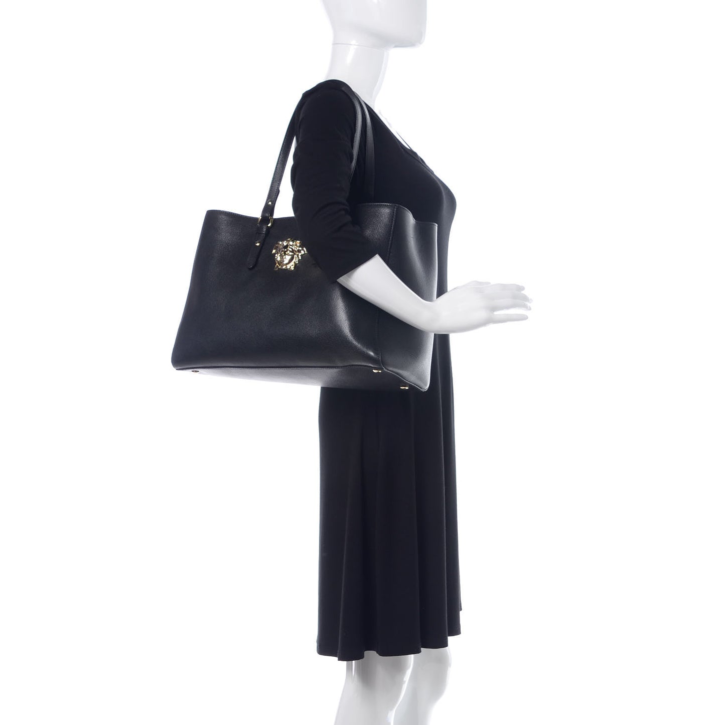 Vitello Medusa Short Handle Tote Black