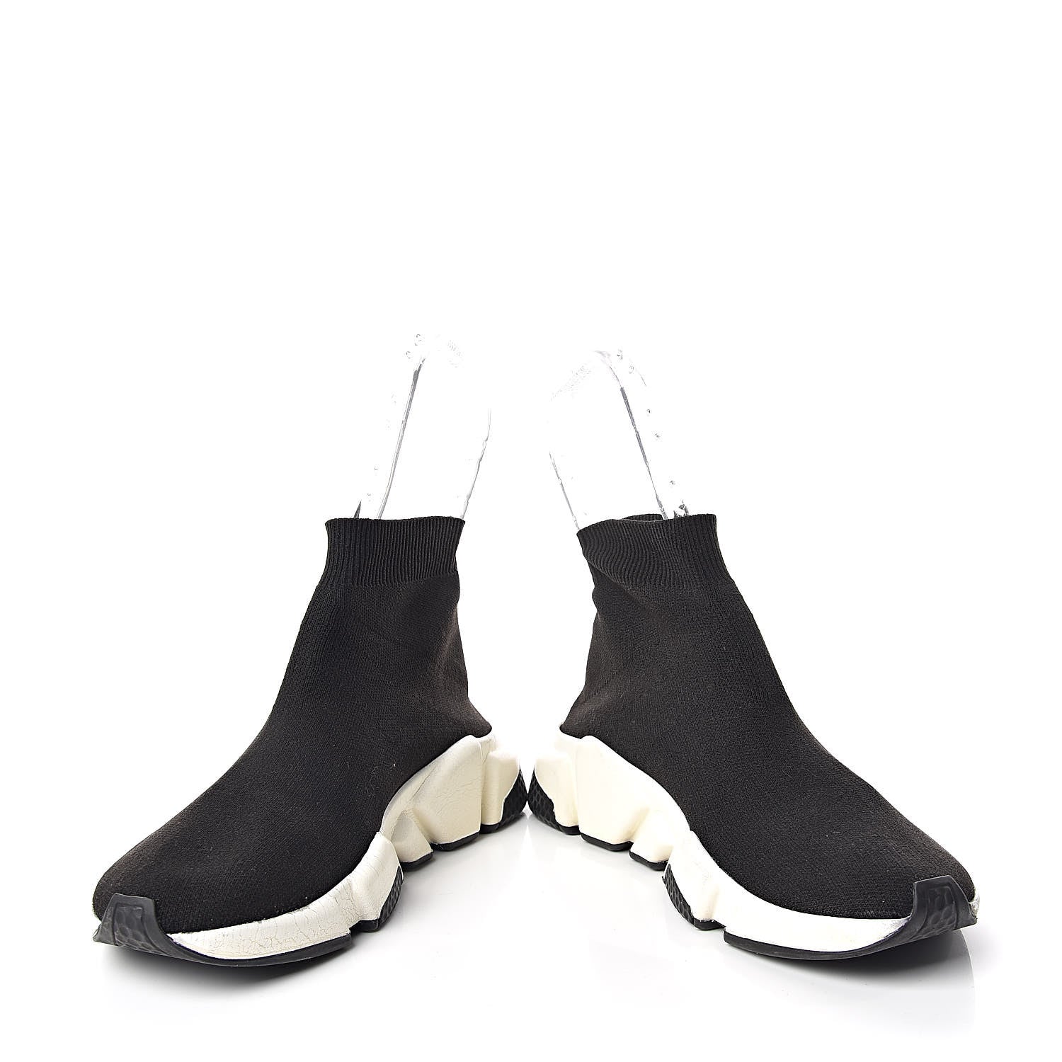 Balenciaga Neoprene Knit Womens Speed Sneakers 37 Black White 5 of 9