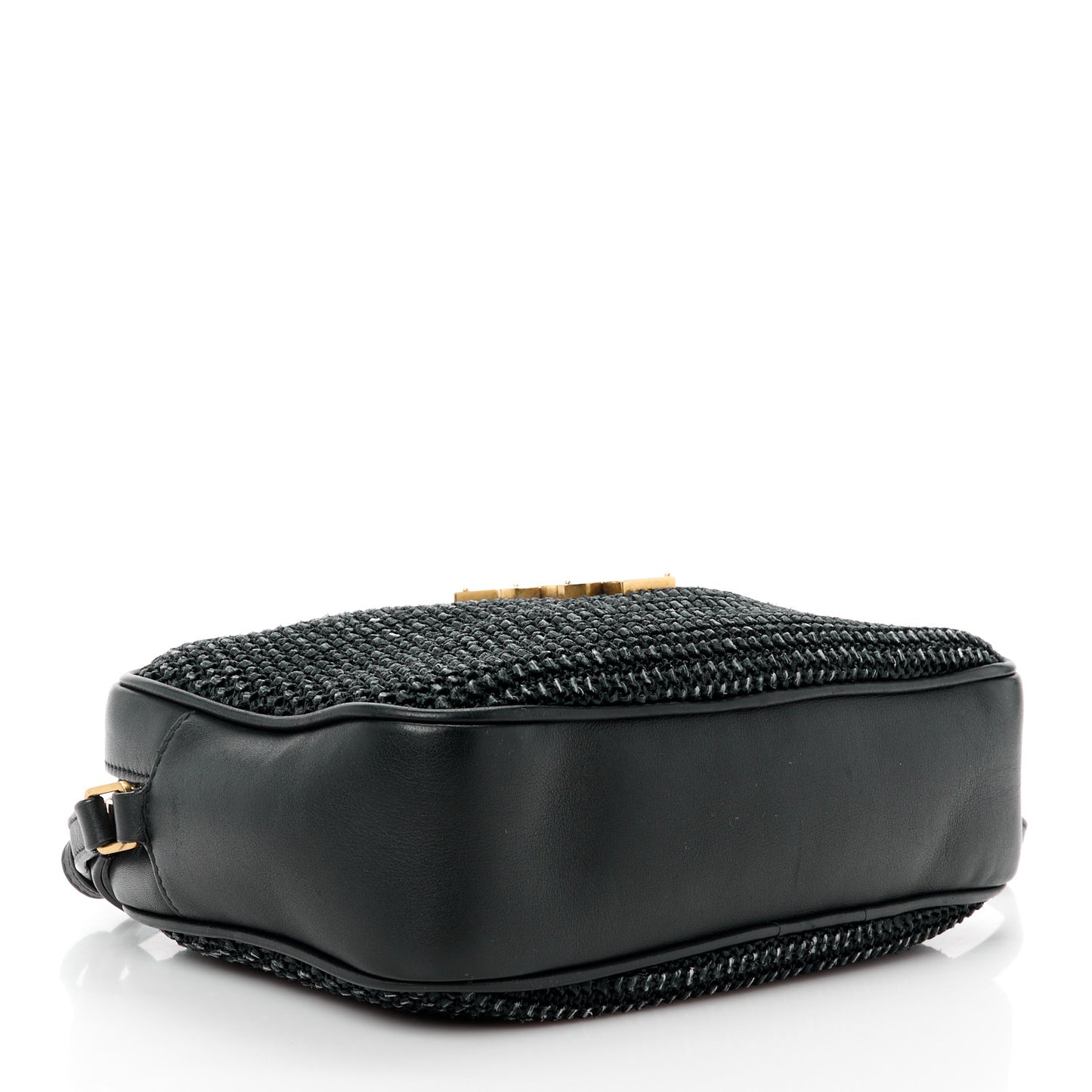 Raffia Canvas Monogram Lou Camera Bag Black