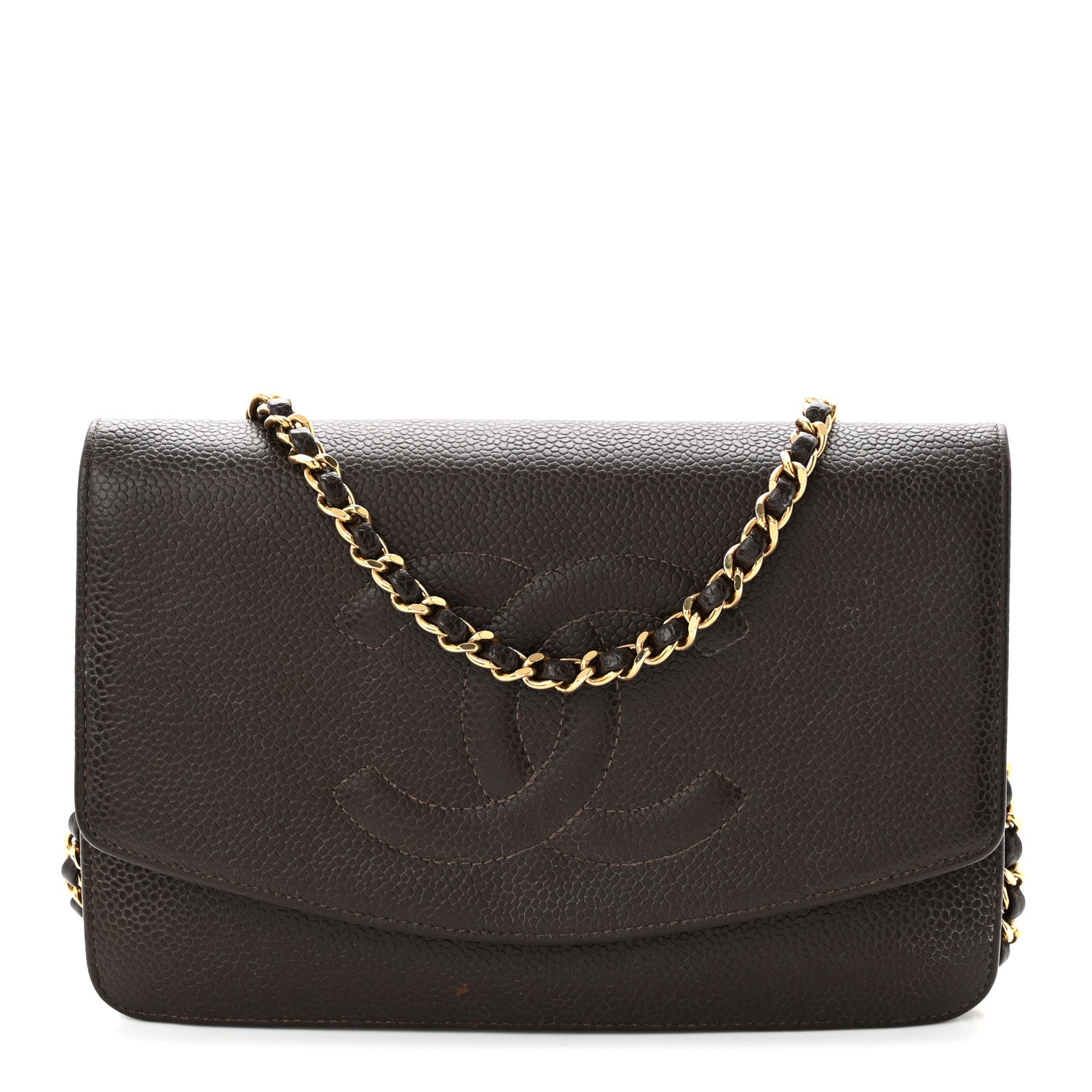 Chanel Caviar Timeless CC Wallet On Chain WOC Dark Brown 1 of 14