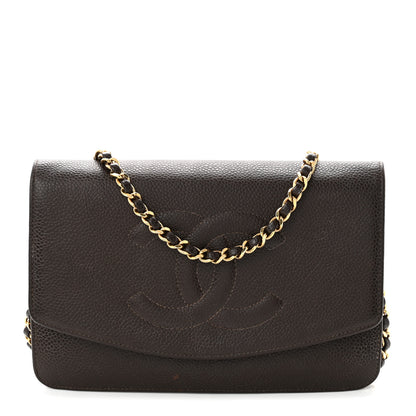 Chanel Caviar Timeless CC Wallet On Chain WOC Dark Brown 1 of 14