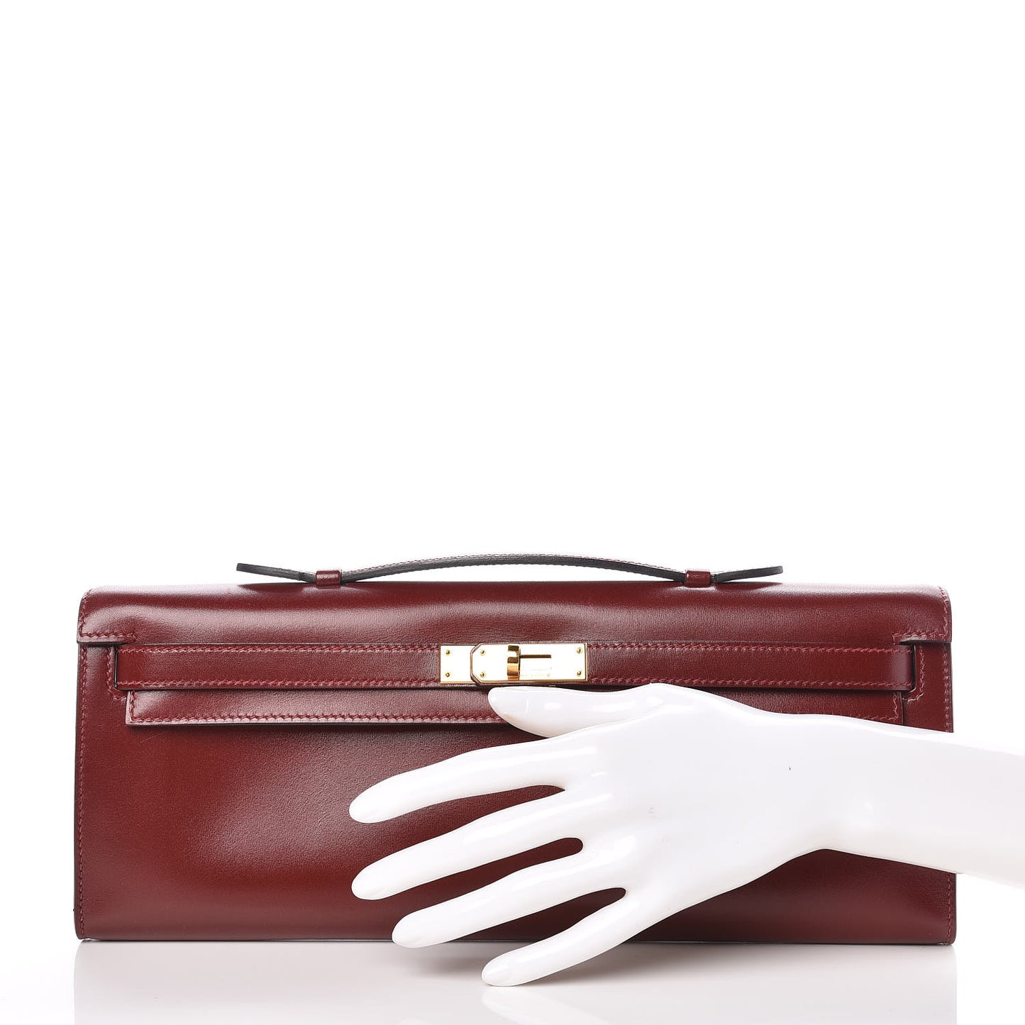 Box Kelly Cut Clutch Rouge H