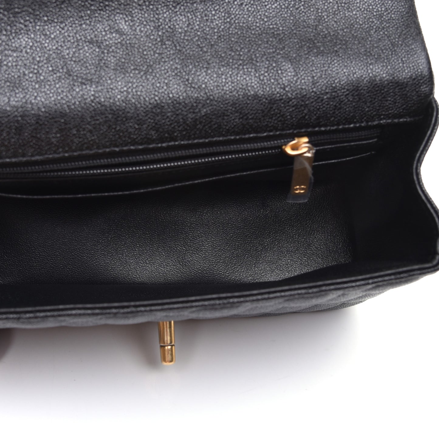 Caviar Quilted Mini Top Handle Rectangular Flap Black