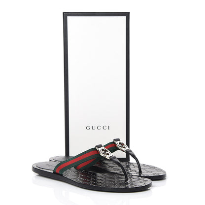 Gucci Nylon Guccissima Web Womens Thong Sandals 38 Green Red Black 8 of 8