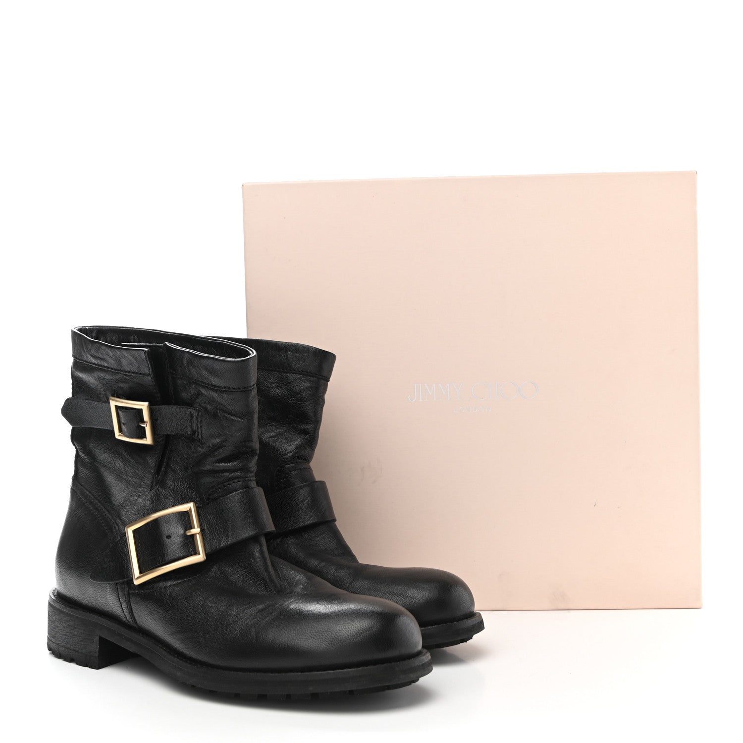 Jimmy Choo Lambskin Biker Boots 38 Black 8 of 8