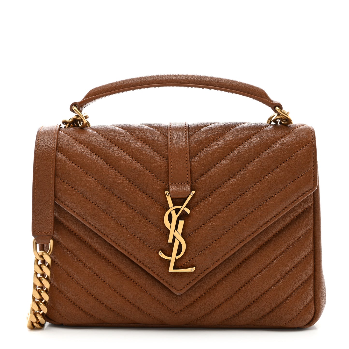 Sheepskin Matelasse Chevron Monogram Medium College Bag Brick