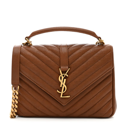 Saint Laurent Sheepskin Matelasse Chevron Monogram Medium College Bag Brick 1 of 12