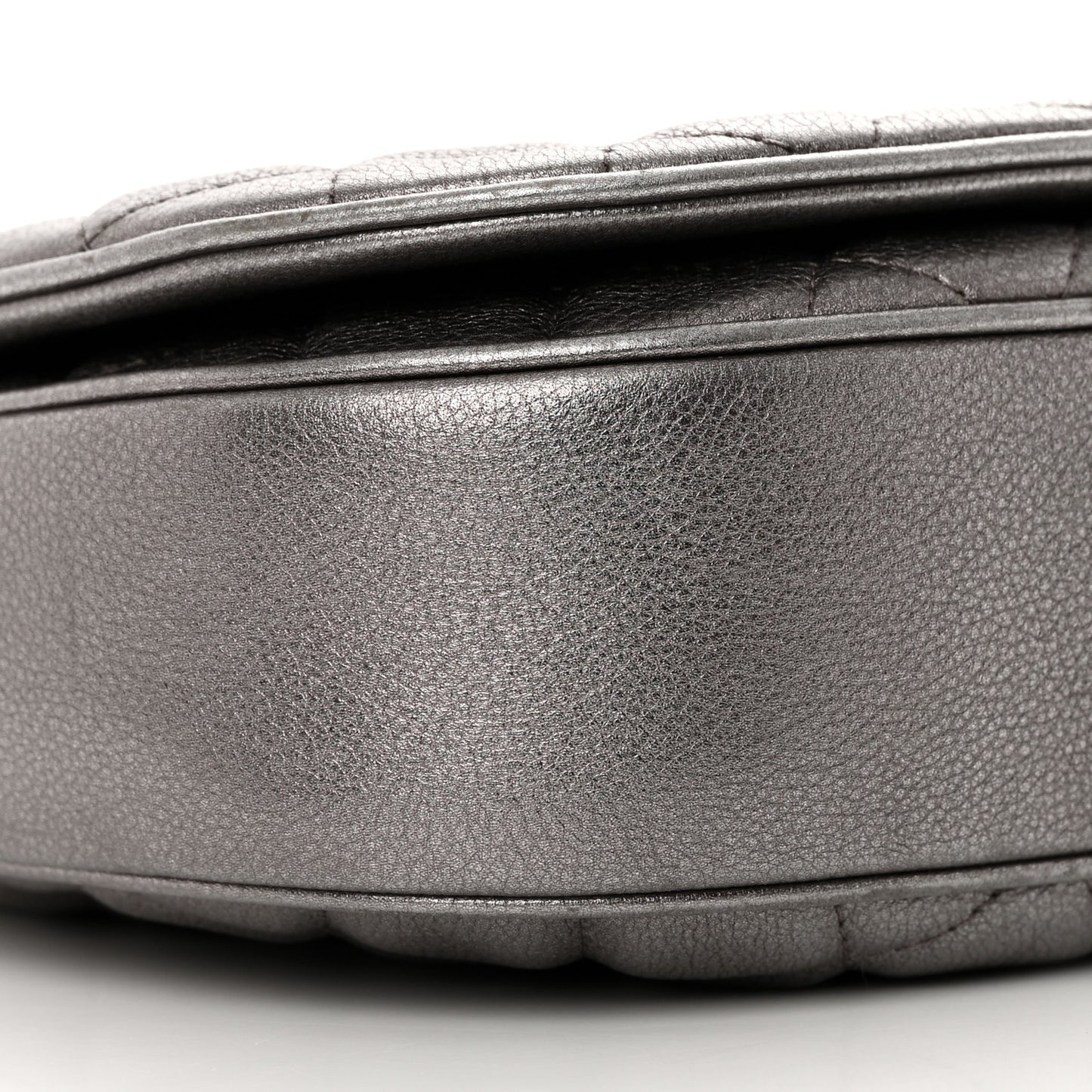 Metallic Calfskin Quilted Casual Pocket Messenger Flap Silver