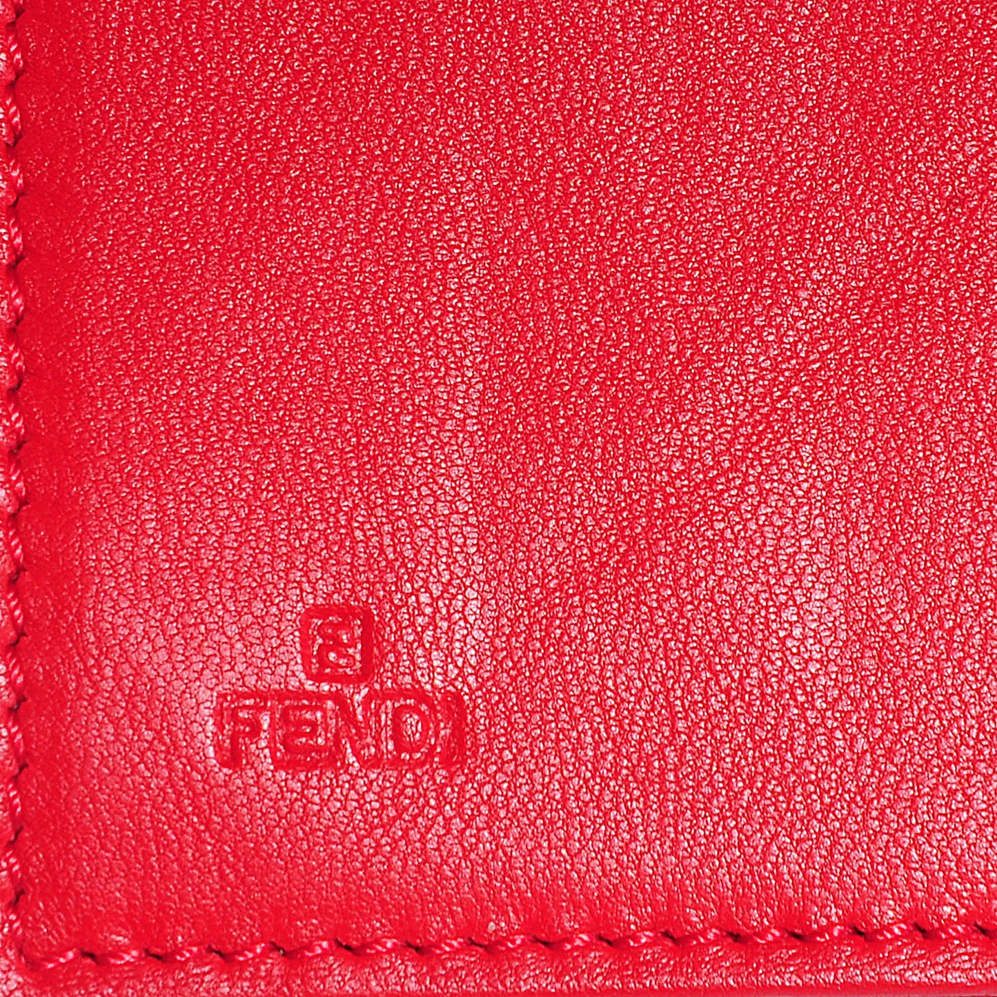 Nappa Logo Embossed Long Wallet on Chain Rosso