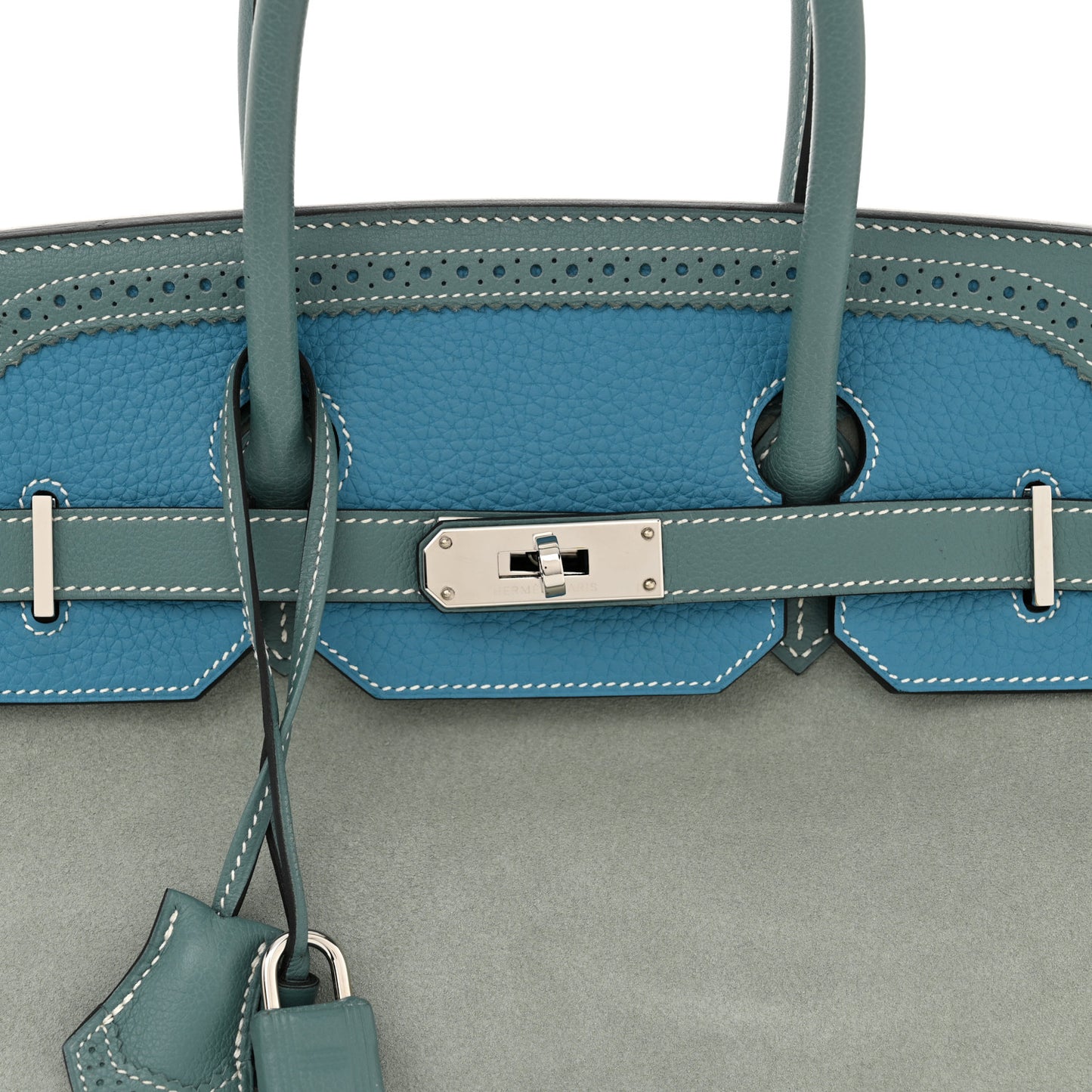 Veau Doblis Taurillon Clemence Evergrain Ghillies Birkin 35 Turquoise Ciel