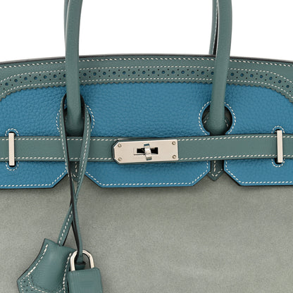 Hermes Veau Doblis Taurillon Clemence Evergrain Ghillies Birkin 35 Turquoise Ciel 8 of 12