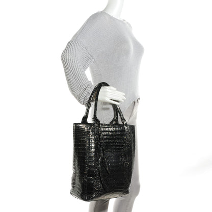 Nancy Gonzalez Crocodile Medium Leaf Tote Black Glitter 2 of 8