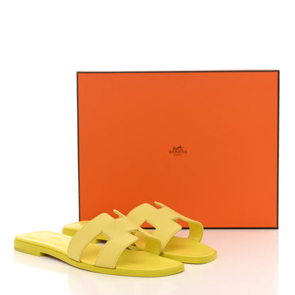 Hermes Epsom Oran Sandals 38 Jaune Pollen 10 of 10