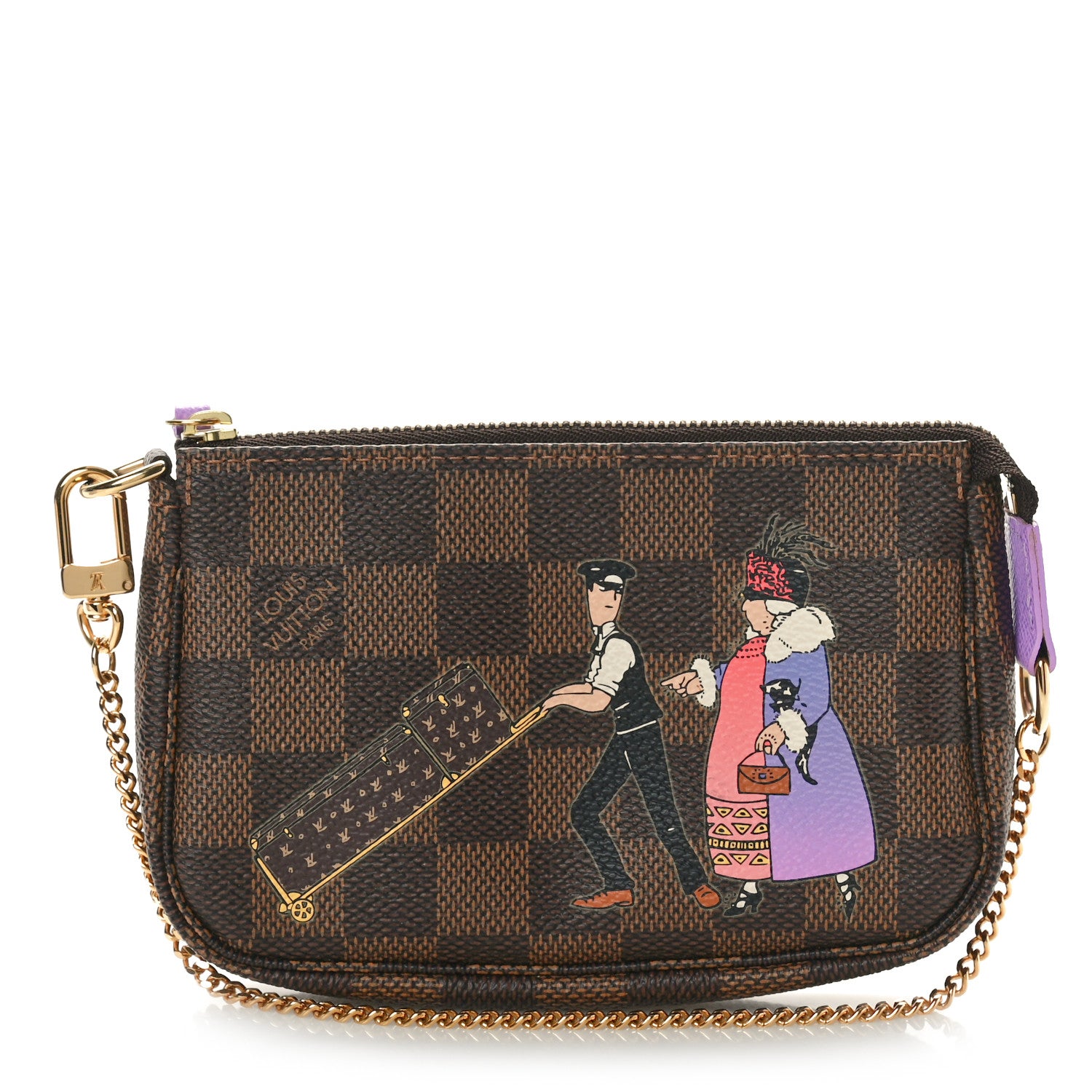 Louis Vuitton Damier Ebene Illustre Mini Pochette Accessories Violet 1 of 10