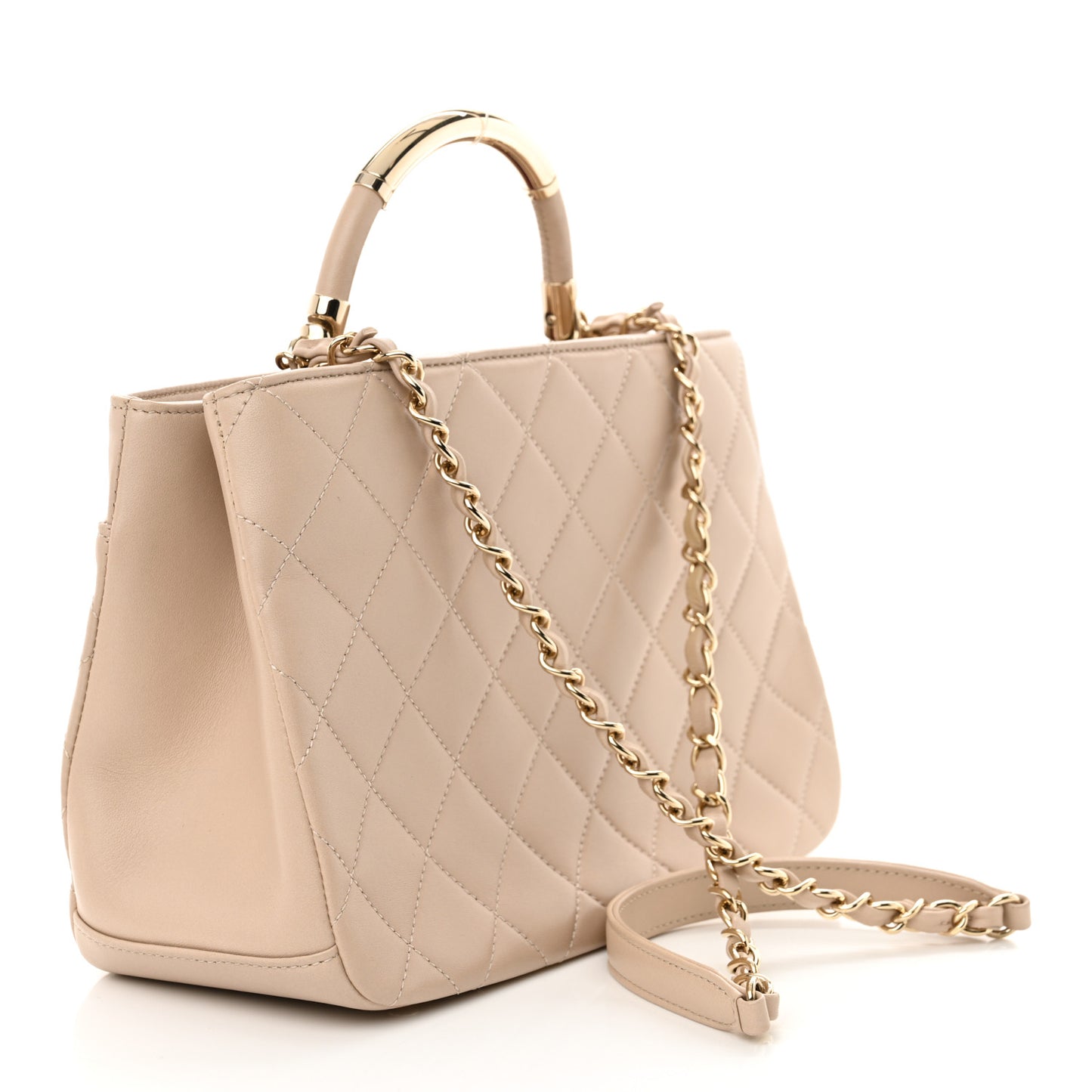 Lambskin Carry Chic Shopping Tote Beige