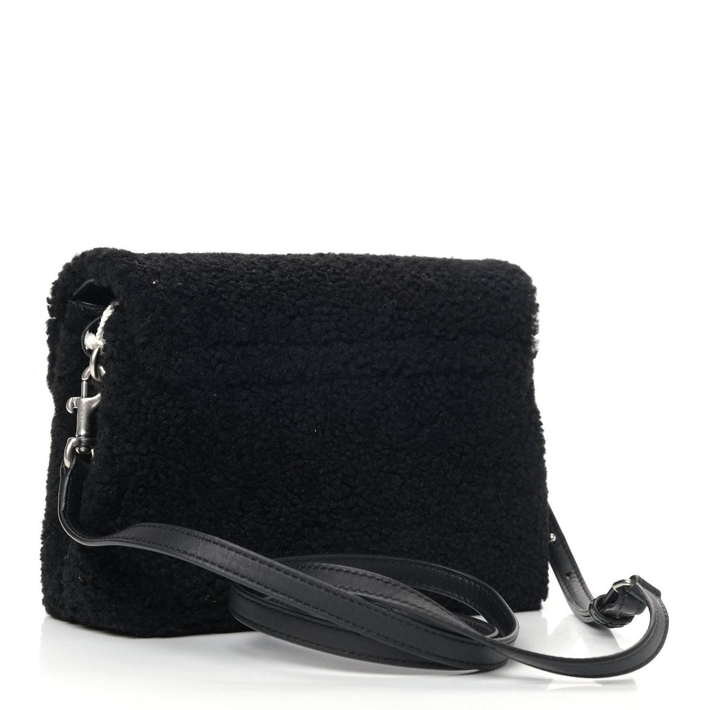 Shearling Toy Loulou Shoulder Bag Black
