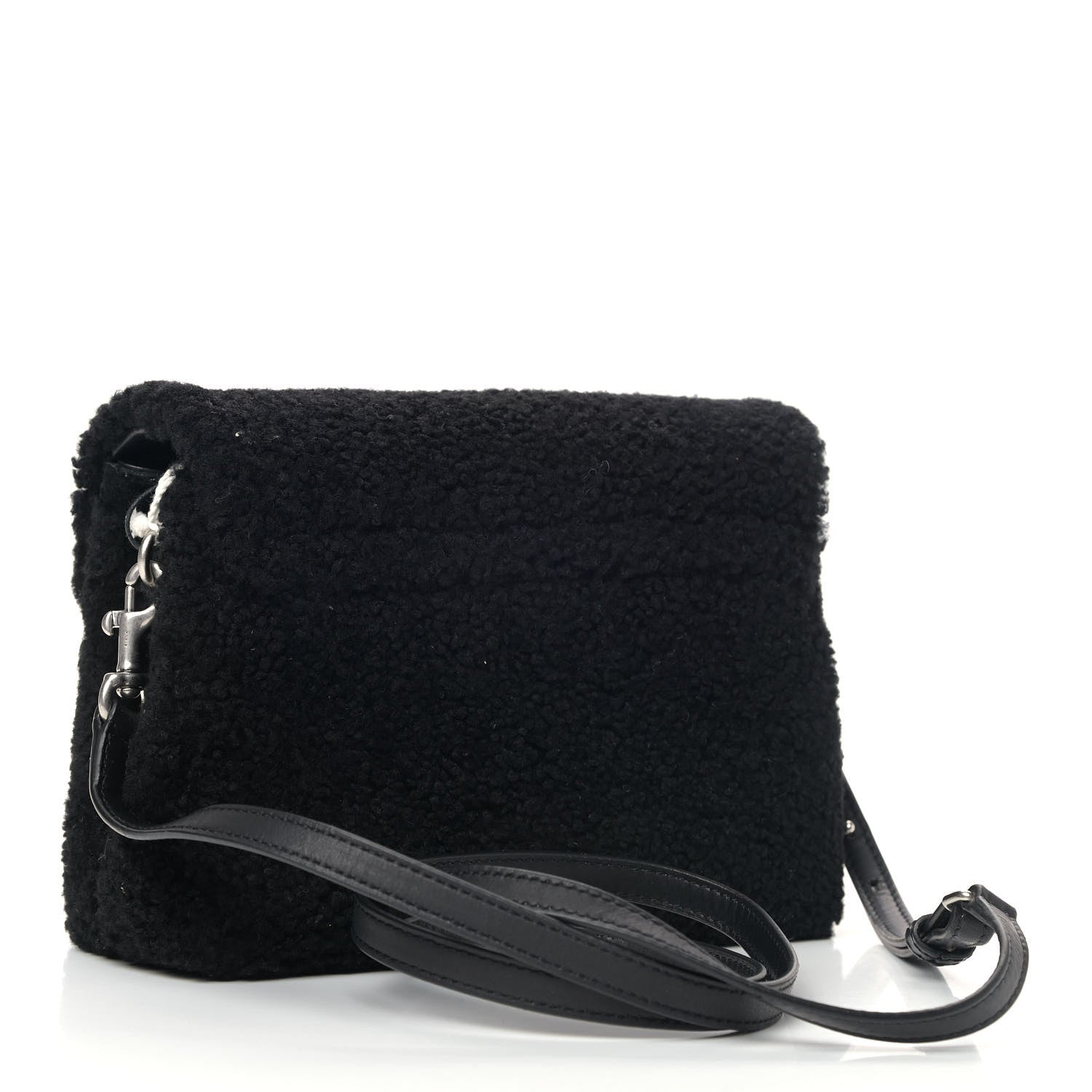 Saint Laurent Shearling Toy Loulou Shoulder Bag Black 2 of 4