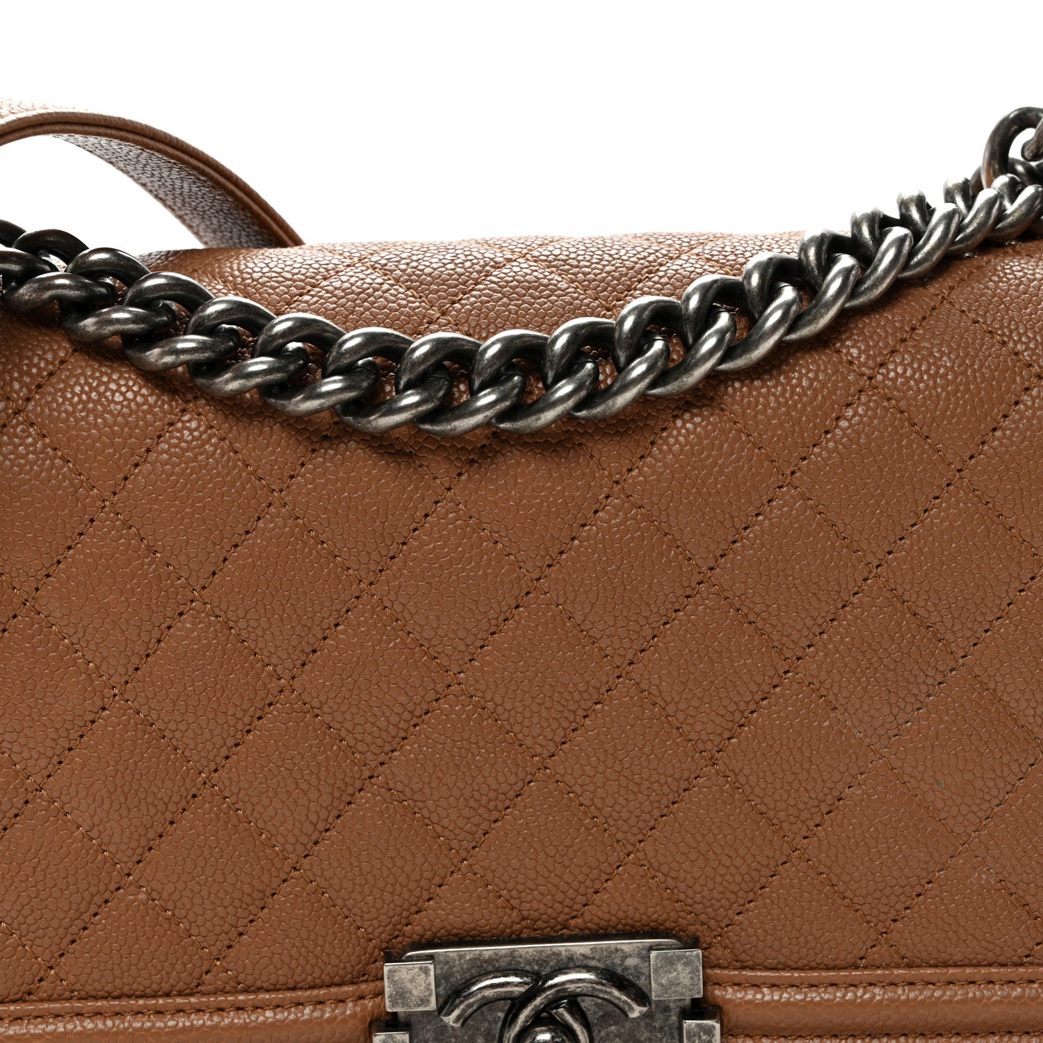 Chanel Caviar Quilted Medium Boy Flap Light Brown 8 of 11