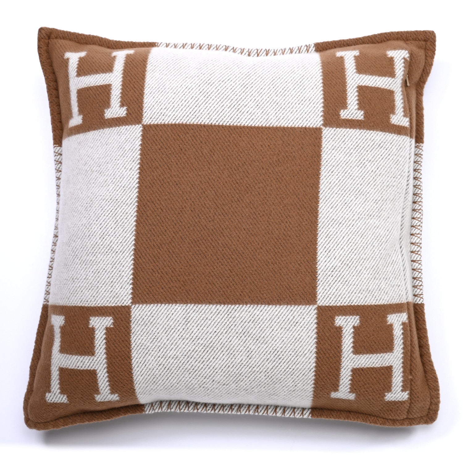 Hermes Wool Cashmere Avalon Pillow PM Ecru Camel 2 of 3
