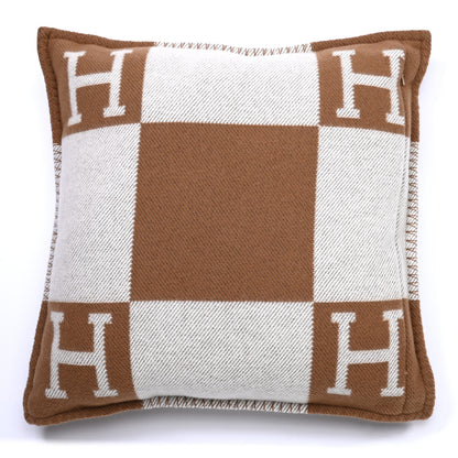 Hermes Wool Cashmere Avalon Pillow PM Ecru Camel 2 of 3