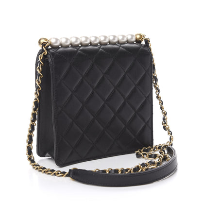 Chanel Lambskin Quilted Chic Pearls Flap Black 3 of 11