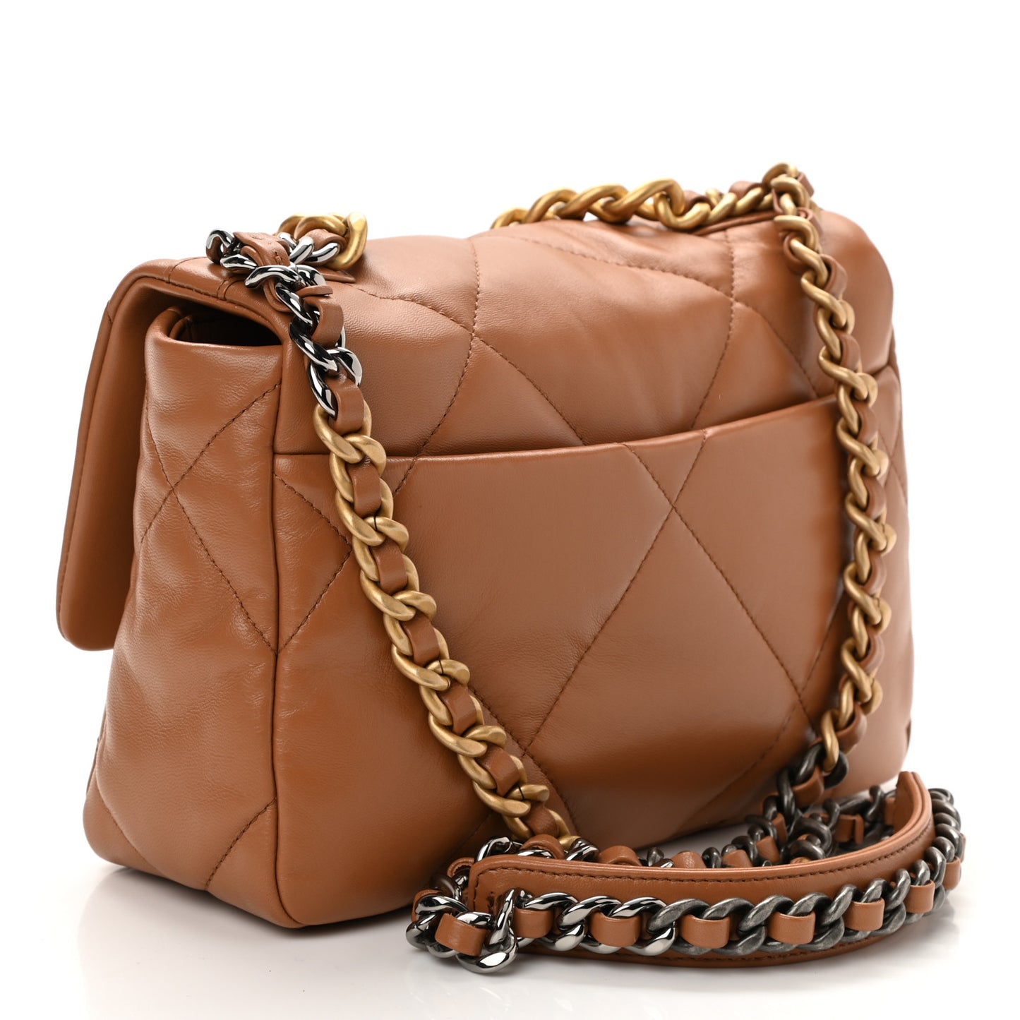 Lambskin Quilted Medium Chanel 19 Flap Brown