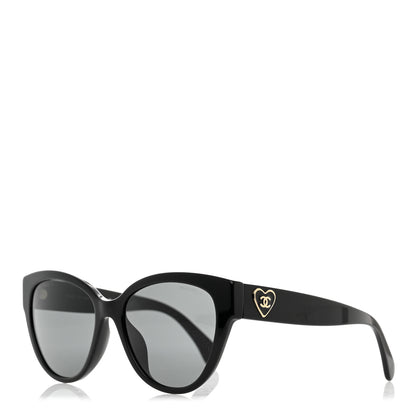 Chanel Acetate Enamel Heart Butterfly Sunglasses 5477-A Black 1 of 8