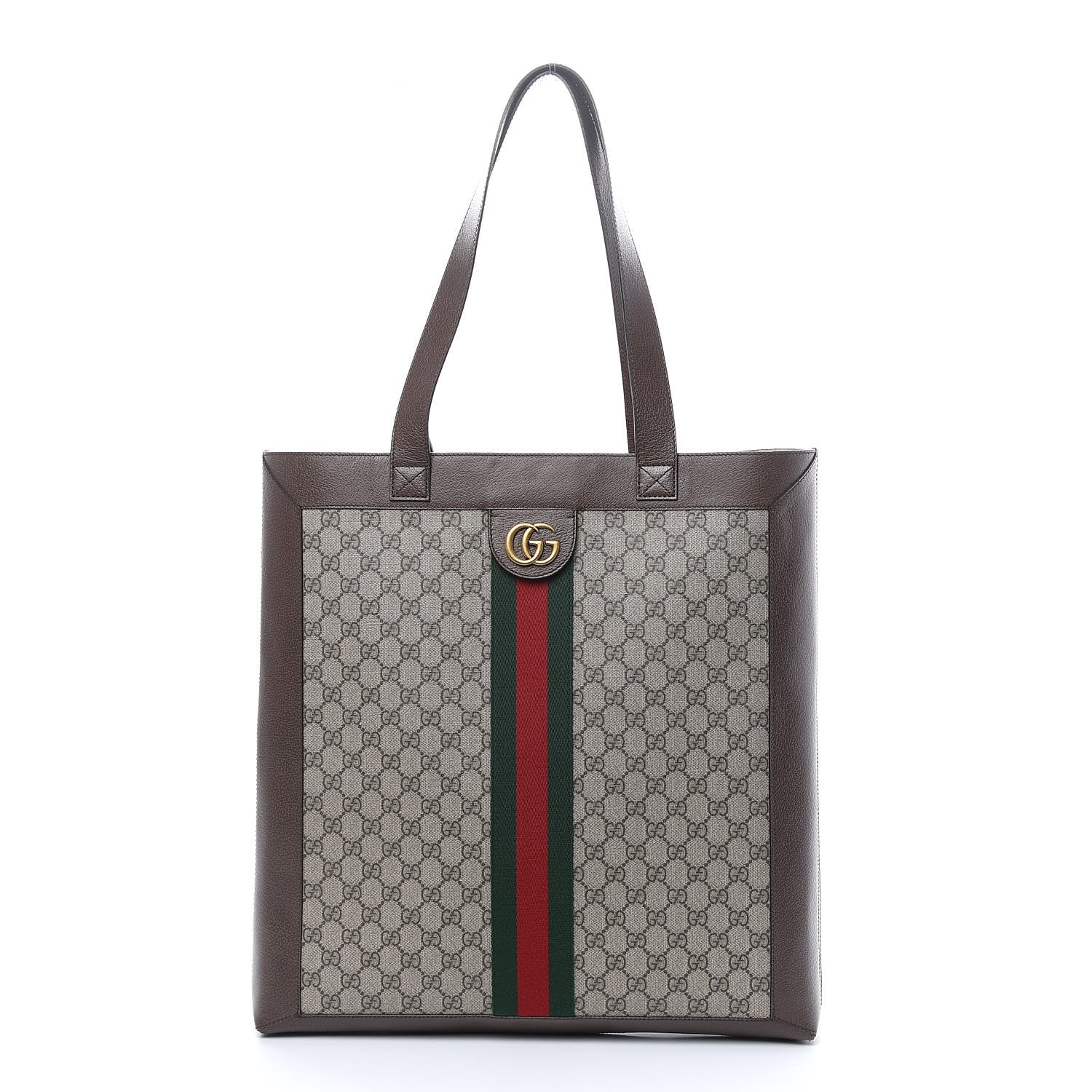 Gucci GG Supreme Monogram Web Large Ophidia Vertical Shopping Tote Brown 3 of 15