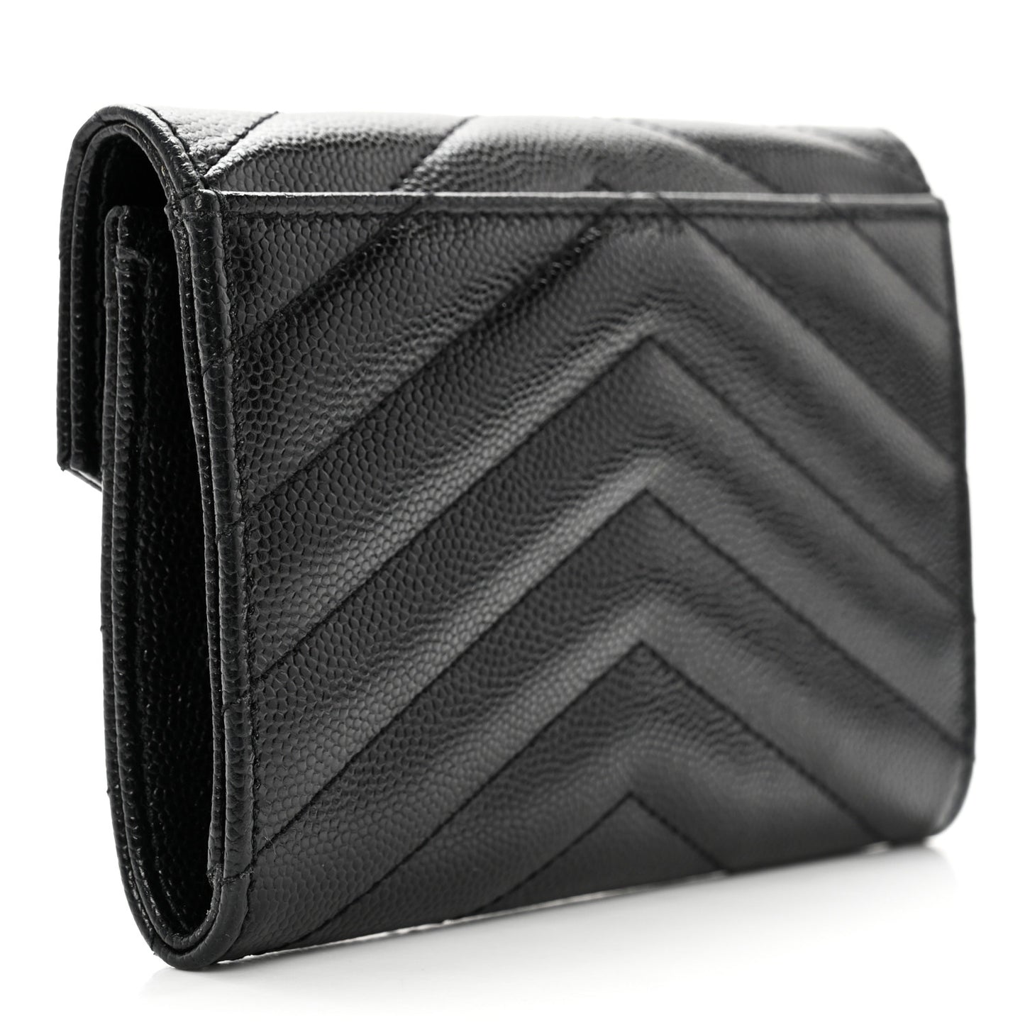 Grain De Poudre Matelasse Chevron Small Monochrome Monogram Envelope Wallet Black
