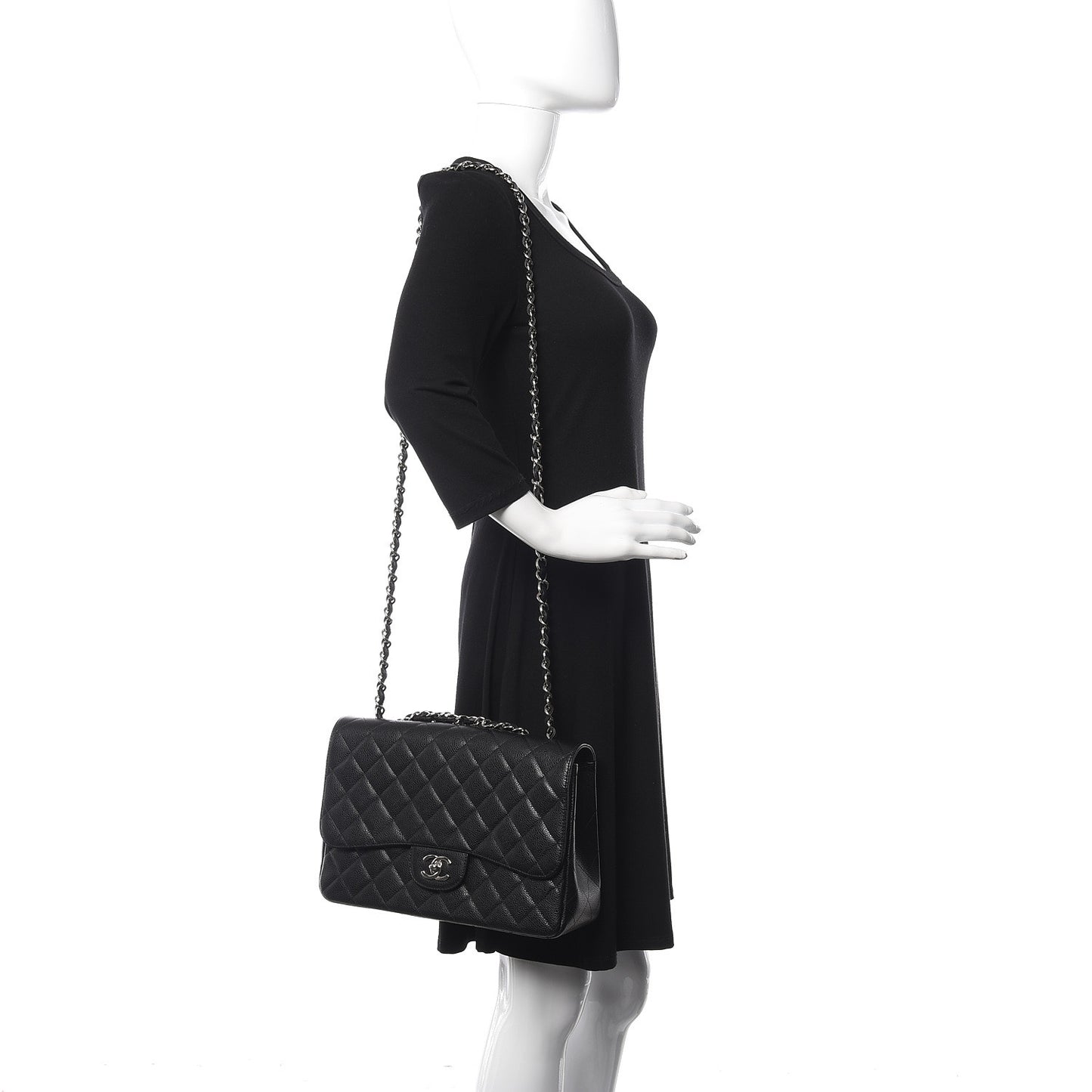 Caviar Quilted Jumbo Single Flap Black