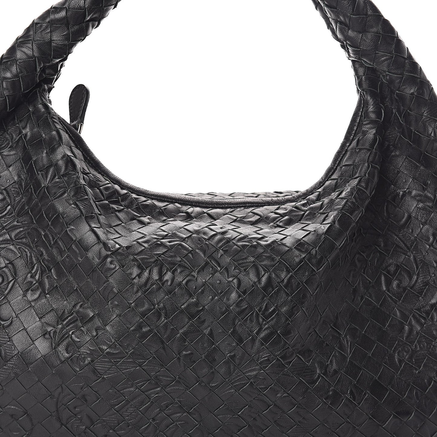 Nappa Intrecciato Embossed Medium Veneta Hobo Black