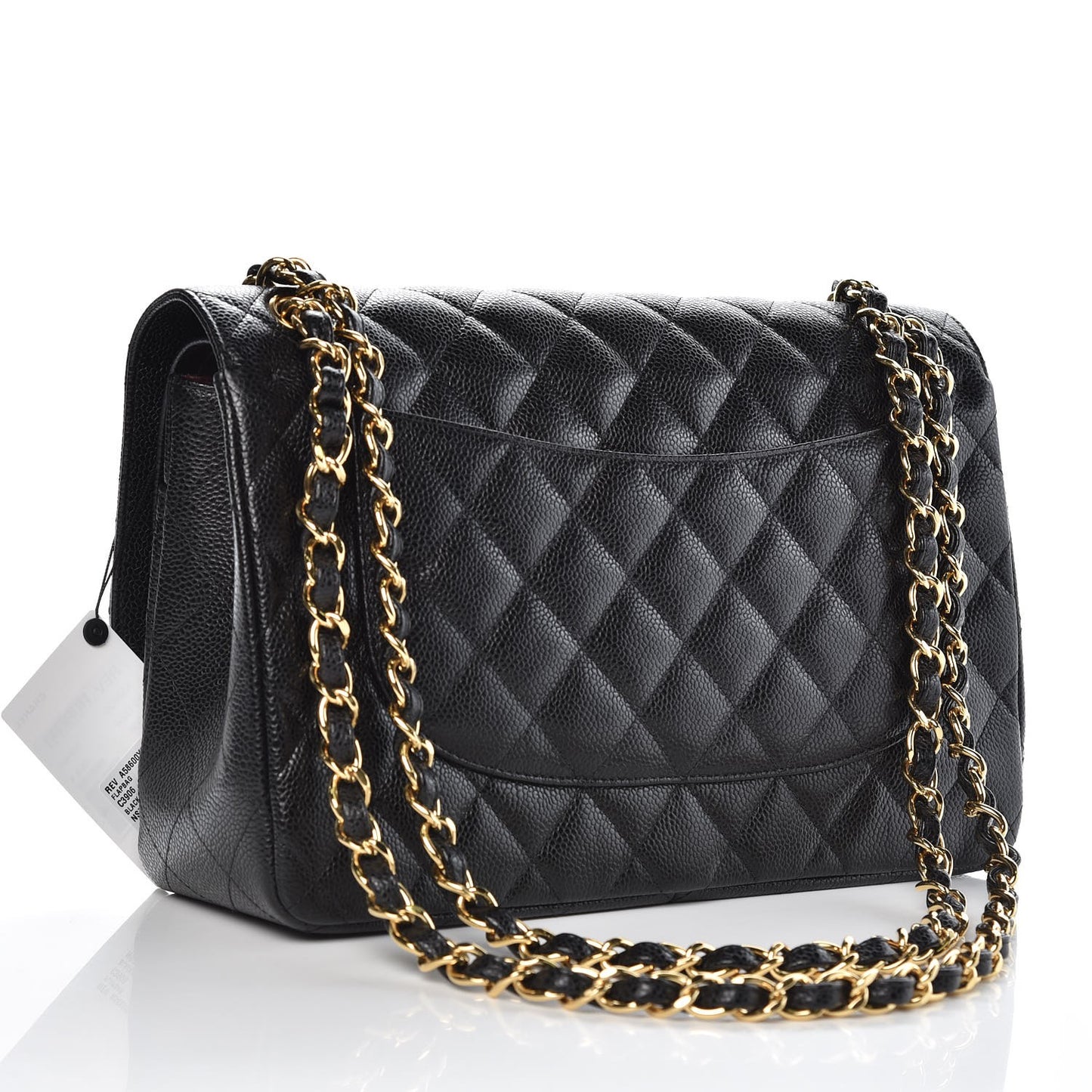 Caviar Quilted Jumbo Double Flap Black
