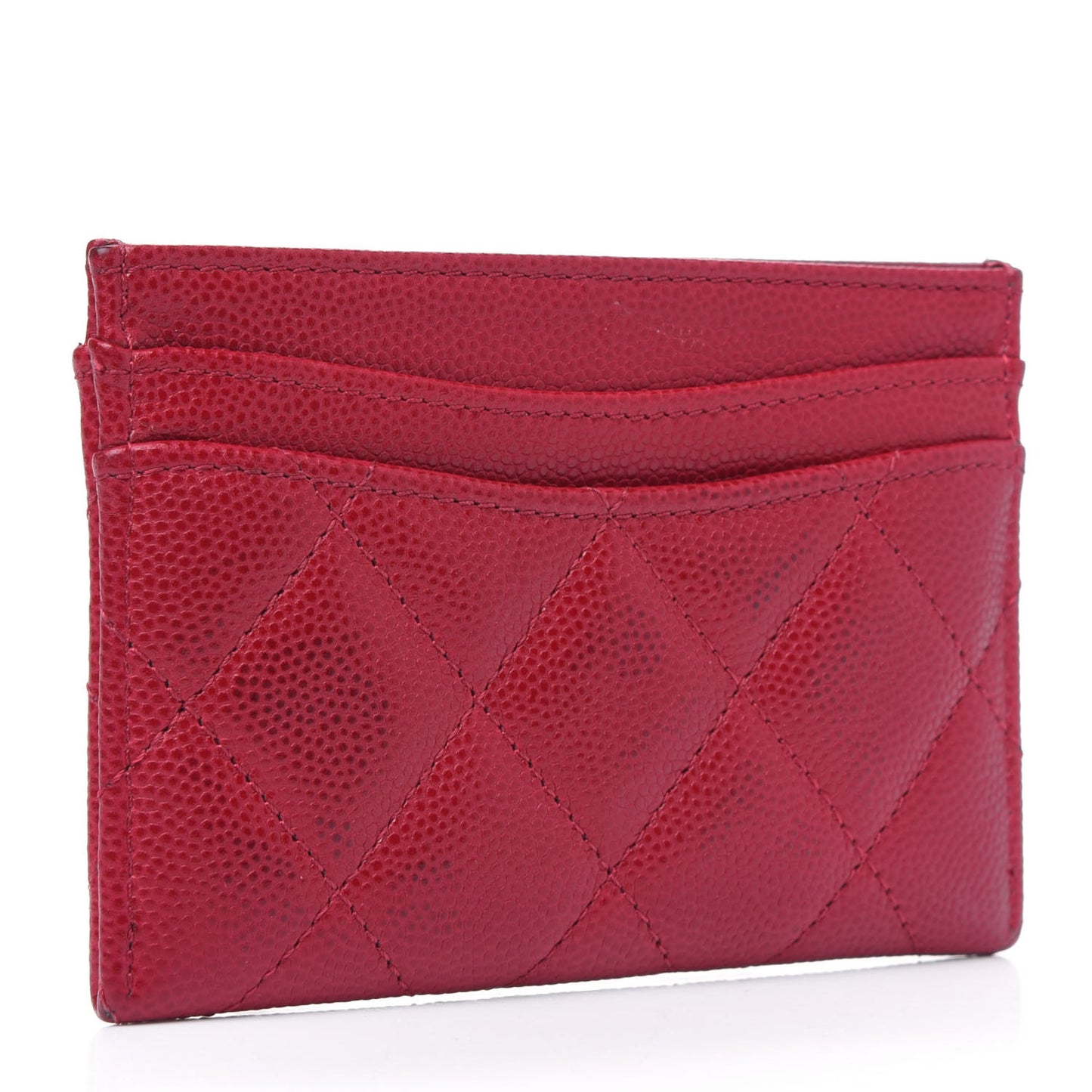 Caviar Quilted Card Holder Red