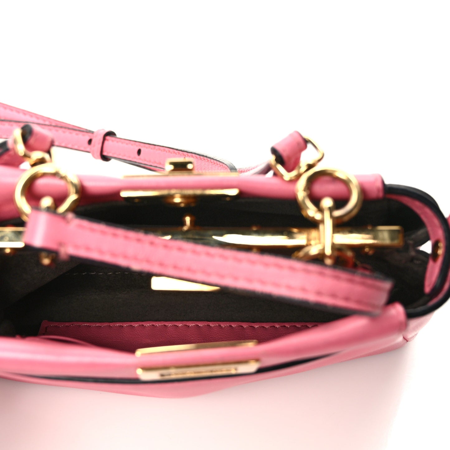 Shiny Nappa Micro Peekaboo Iconic Satchel Rosa Fluo