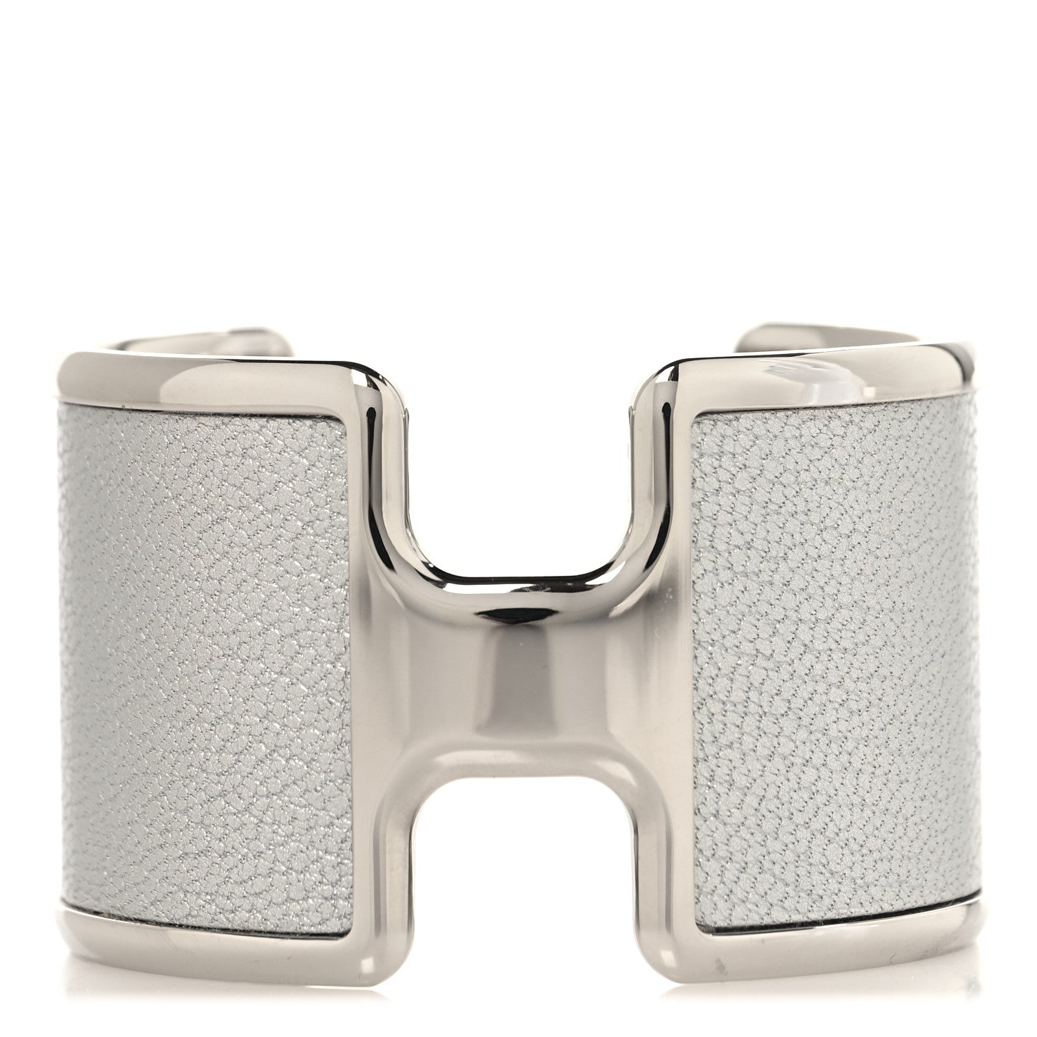 Hermes Metallic Chevre Chamkilight Olympe Cuff Bracelet Silver 1 of 4