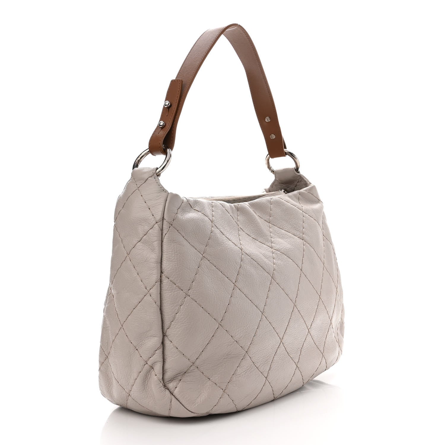 Chanel Glazed Calfskin On The Road Hobo Beige 3 of 11