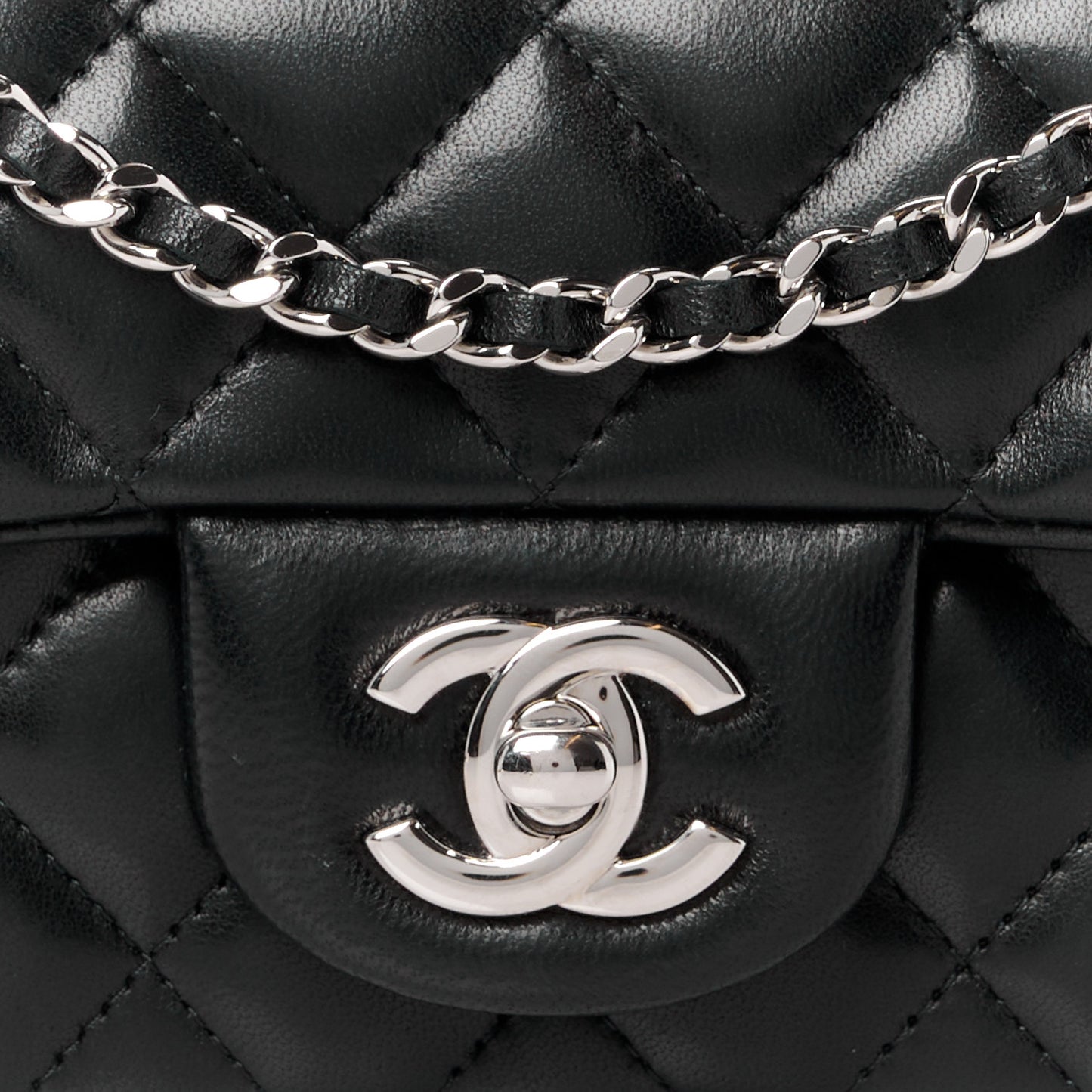 Lambskin Quilted Extra Mini Flap Black