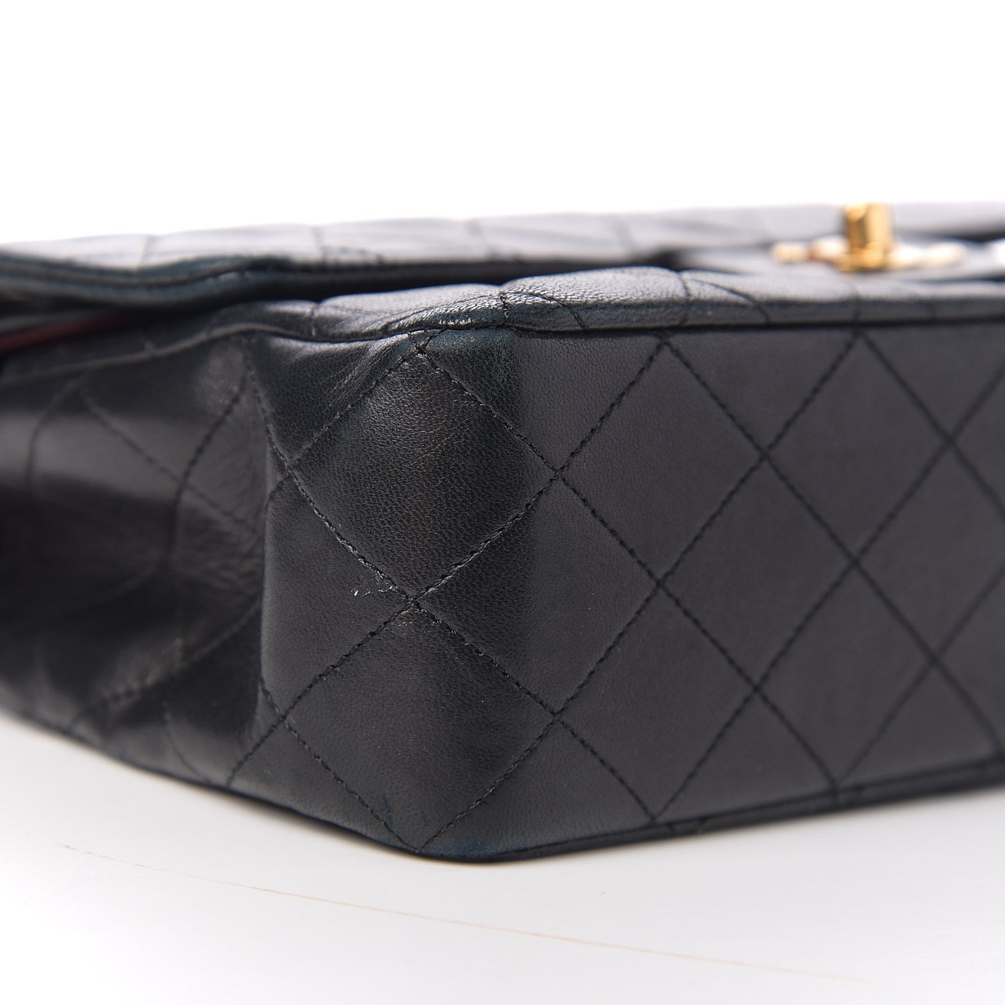 Lambskin Quilted Medium Double Flap Black
