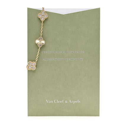 Van Cleef & Arpels 18K Yellow Gold Diamond 5 Motifs Guilloche Vintage Alhambra Bracelet 5 of 5