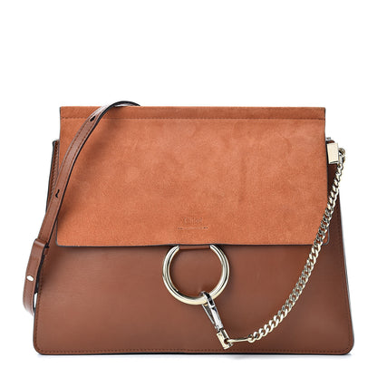Chloe Suede Calfskin Medium Faye Shoulder Bag Tobacco 1 of 12