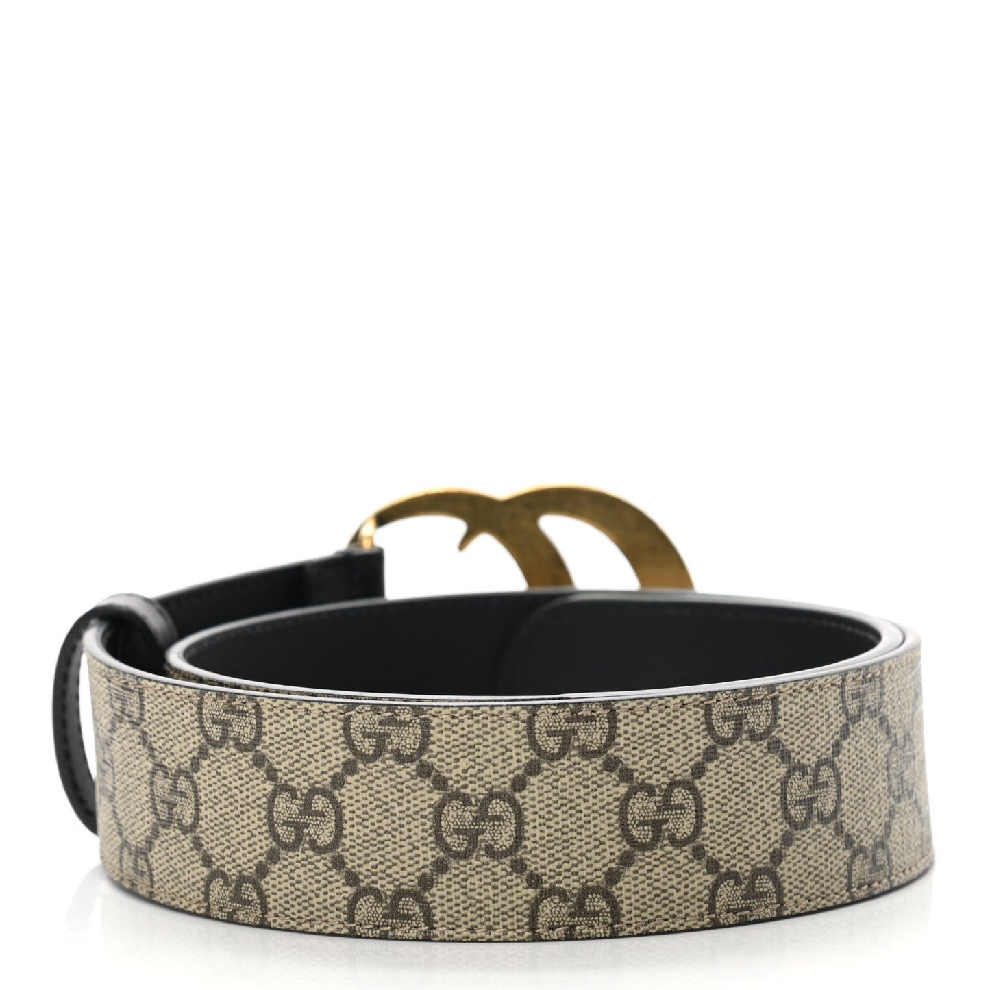 GG Supreme Monogram Matte Plutone Calfskin Double G 40mm Belt 75 30 Beige Ebony Black