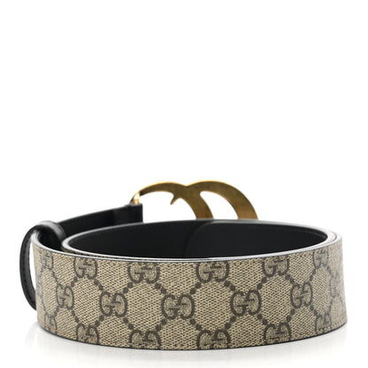 Gucci GG Supreme Monogram Matte Plutone Calfskin Double G 40mm Belt 75 30 Beige Ebony Black 2 of 9