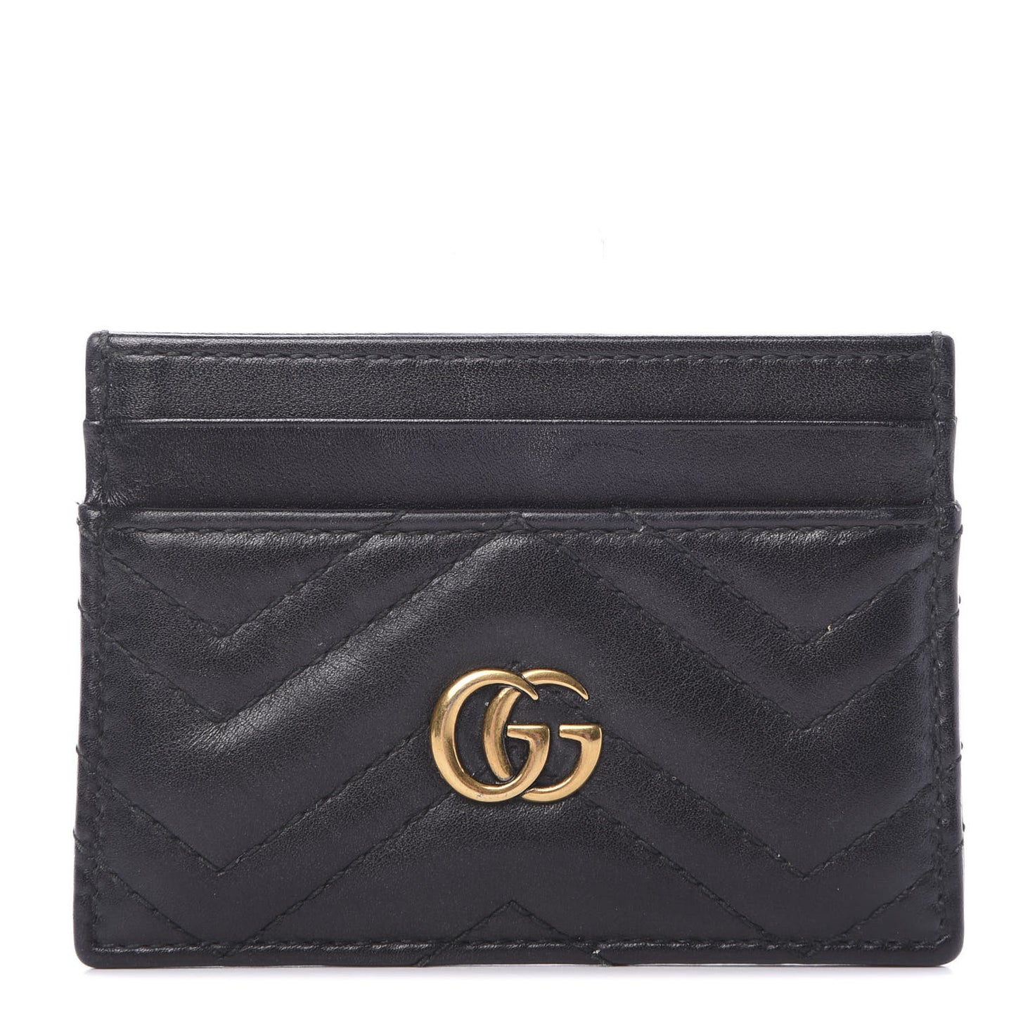 Calfskin Matelasse GG Marmont Card Holder Black