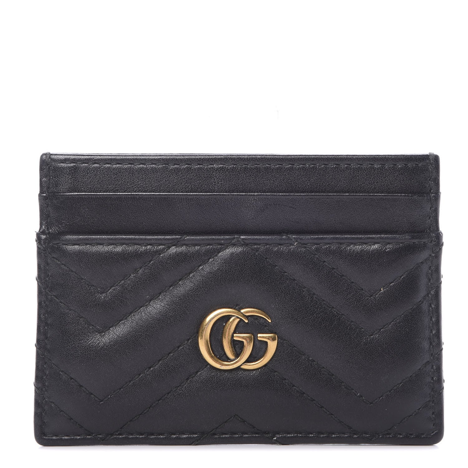 Gucci Calfskin Matelasse GG Marmont Card Holder Black 1 of 5