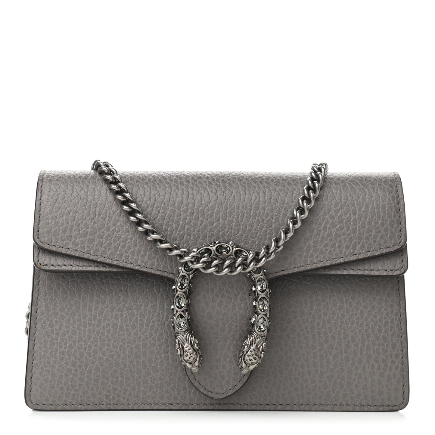 Dollar Calfskin Crystal Super Mini Dionysus Shoulder Bag Dusty Grey Black Diamond