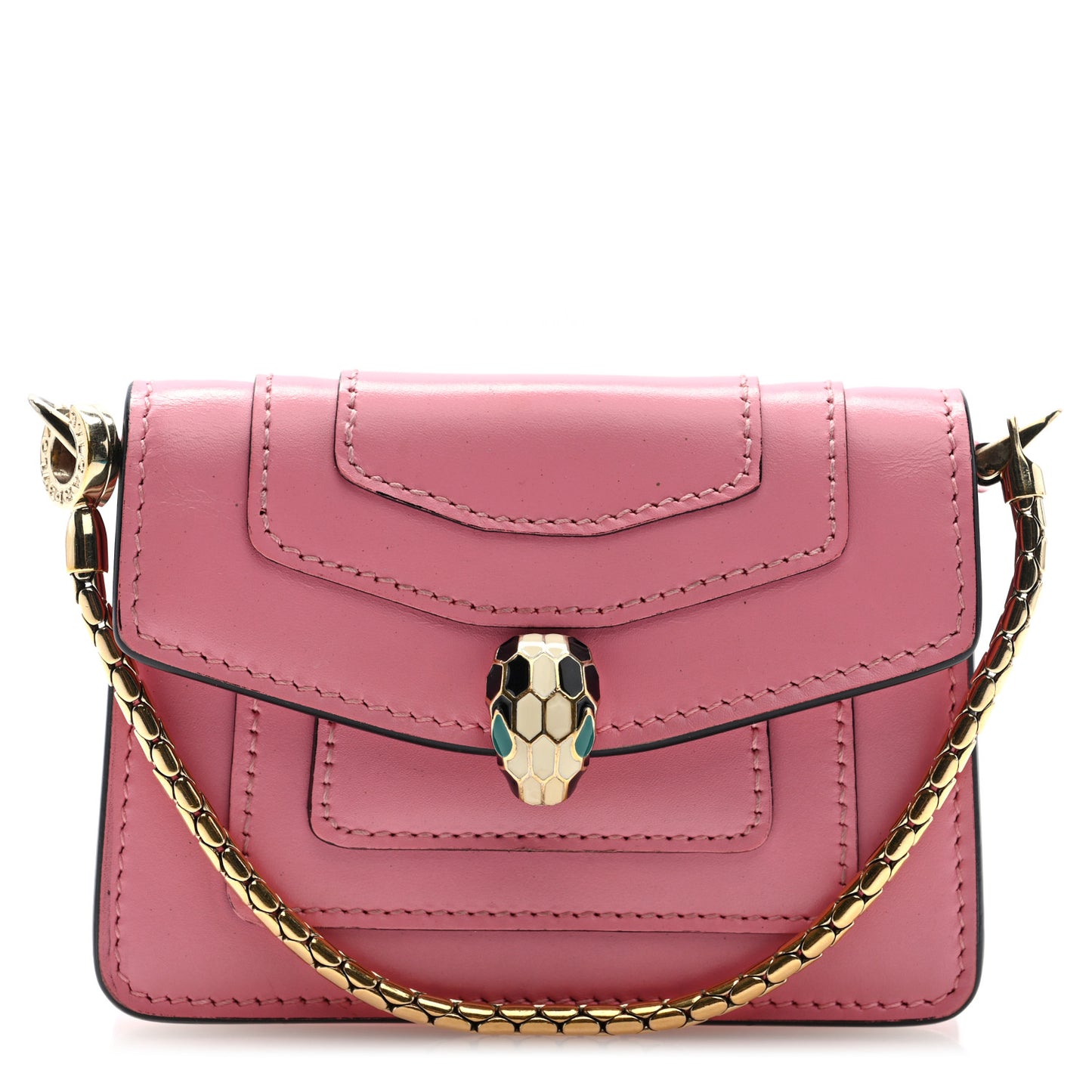 Calfskin Serpenti Forever Miniature Bag Charm Pink