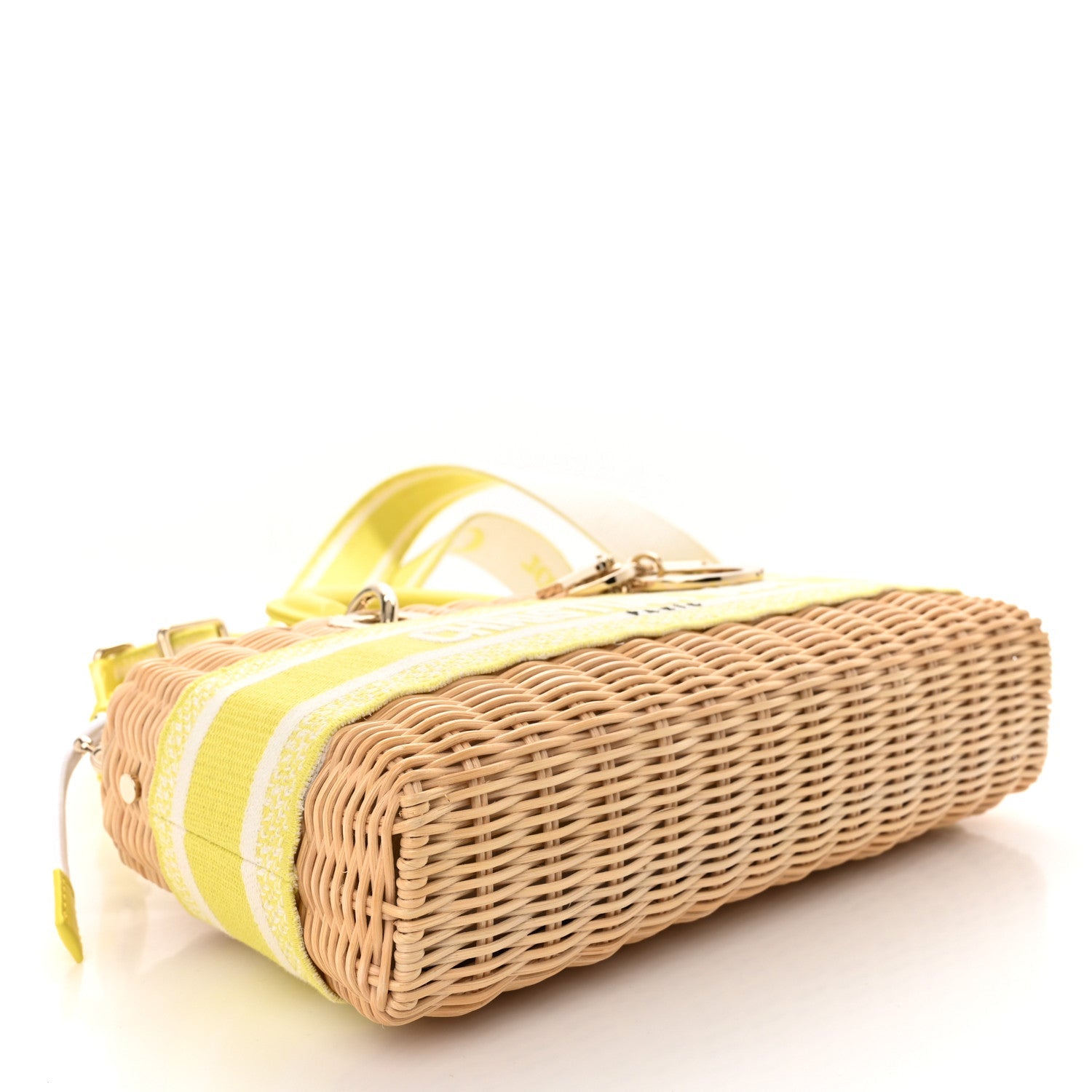 Christian Dior Wicker Oblique Dioriviera Medium Lady D-Joy Bag Natural Fluorescent Yellow 4 of 11