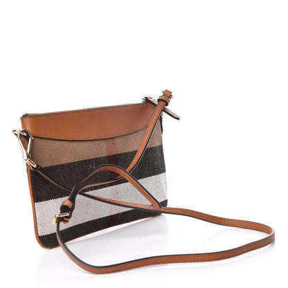 Burberry Mega Check Peyton Crossbody Clutch Bag Saddle Brown 3 of 11