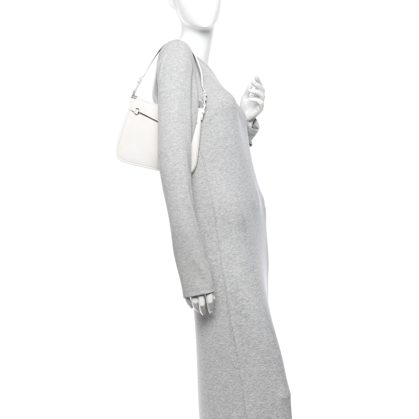 Calfskin Horsebit Slim Shoulder Bag White